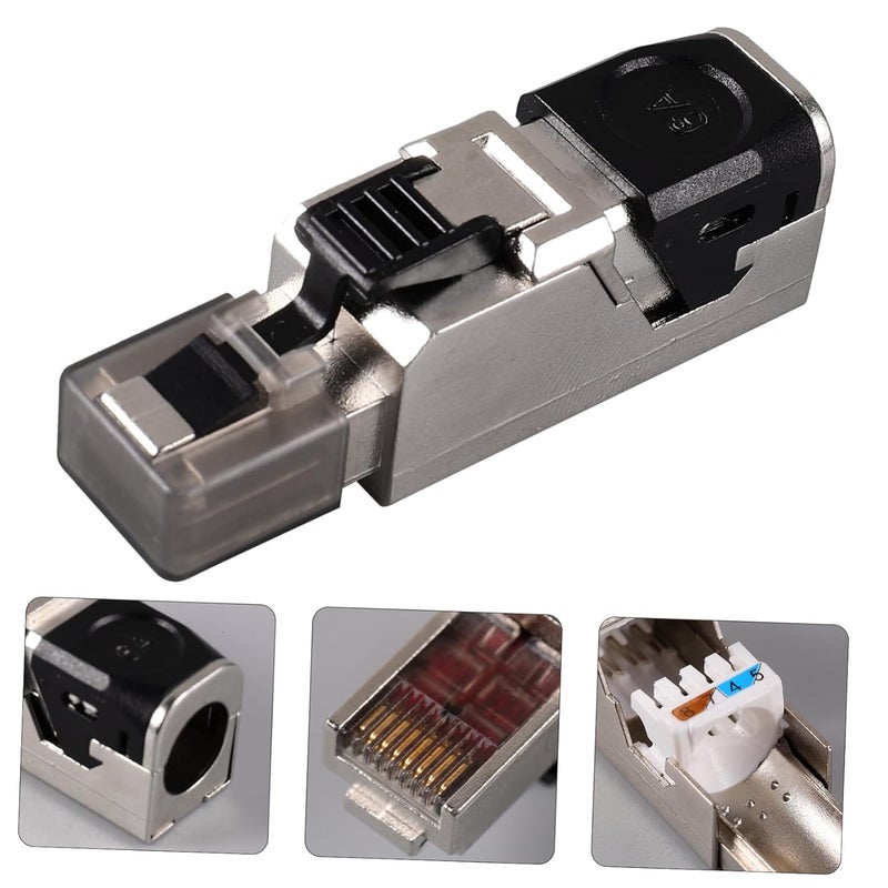 Gold Plated Cat6a Shielded Pass Through RJ45 Ethernet Connector Crimp Tool Easy Installation - Image 5